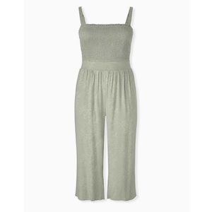 Torrid Sage Jacquard Smocked Culotte Jumpsuit